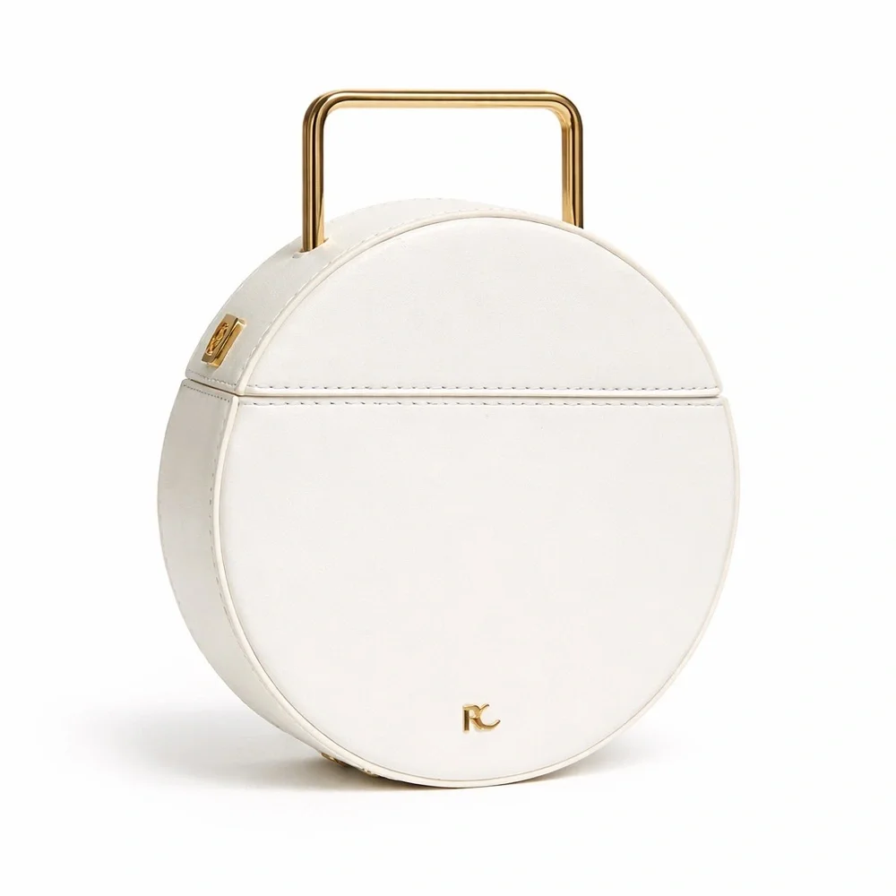 Rachel Comey Rider Circle Bag Ivory White Leather Round Brass Top Handle Rare - Picture 1 of 15